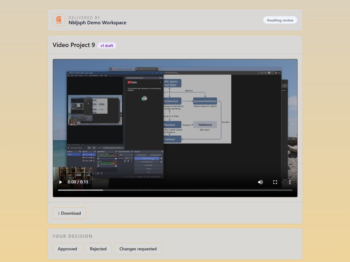 Approval and review flow screenshot